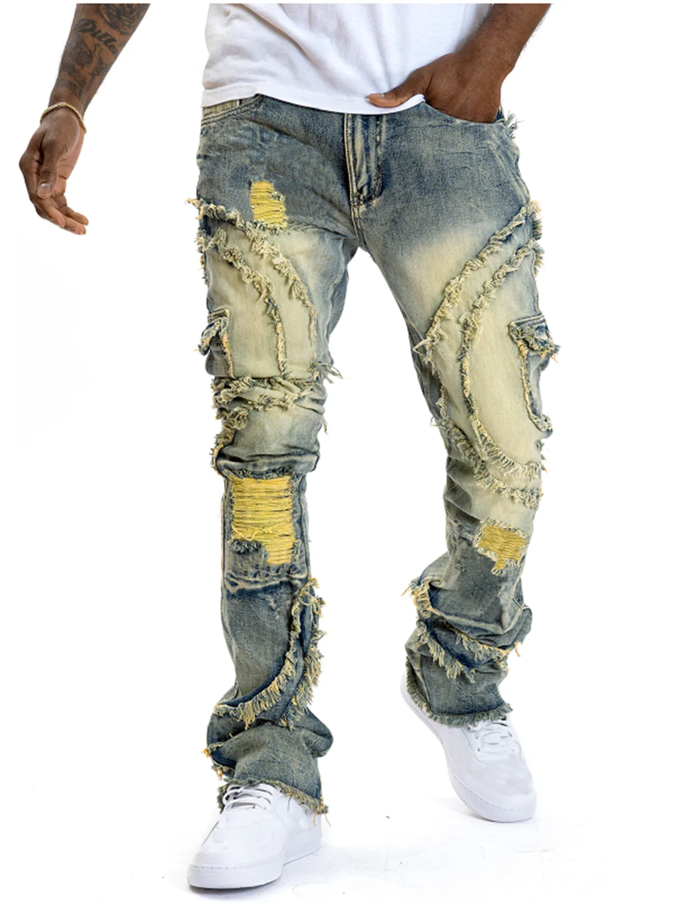 Men'S Fashion Jeans 2025 - جينز رجالي جديد ممزق مكدس لعام
