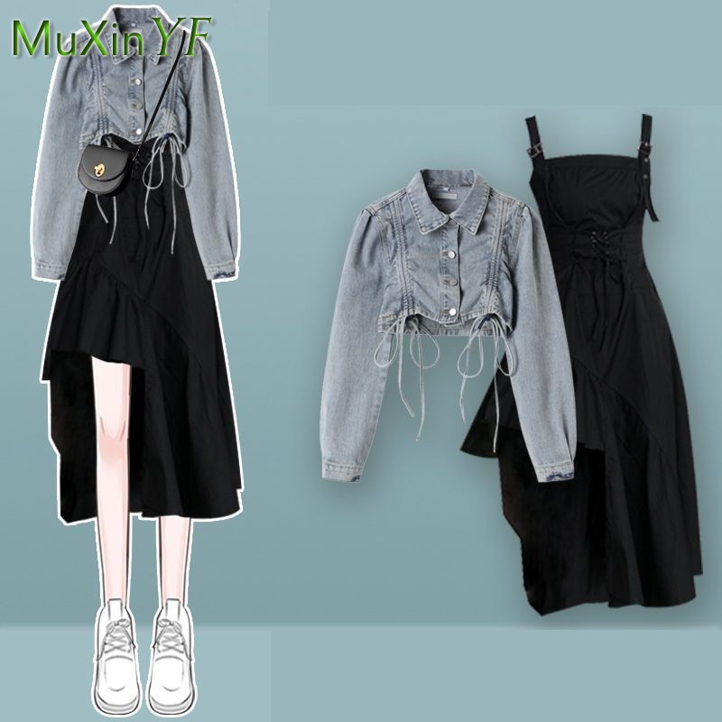 Denim Jacket Vintage - طقم فستان نسائي جديد لربيع وخريف