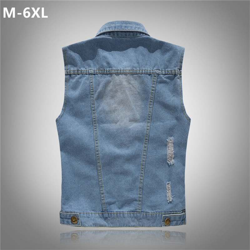 Men'S Fashion Vest With Jeans - ممزق الدينيم صدرية الرجال الكورية صالح
