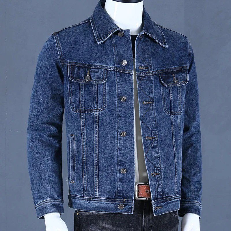 Denim Jacket Vintage - جاكيت جينز رجالي بقصة ضيقة وتصميم