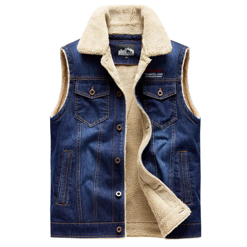 Men'S Fashion Vest With Jeans - سترة رجالية جديدة من الدنيم بدون