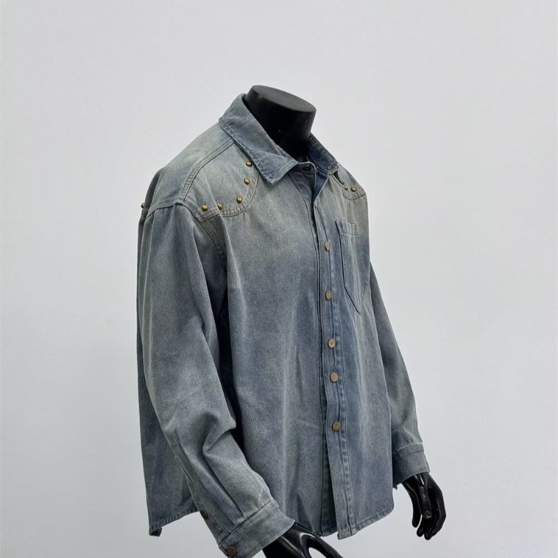 Denim Jacket Vintage - قميص دينيم رجالي جديد لربيع وخريف،