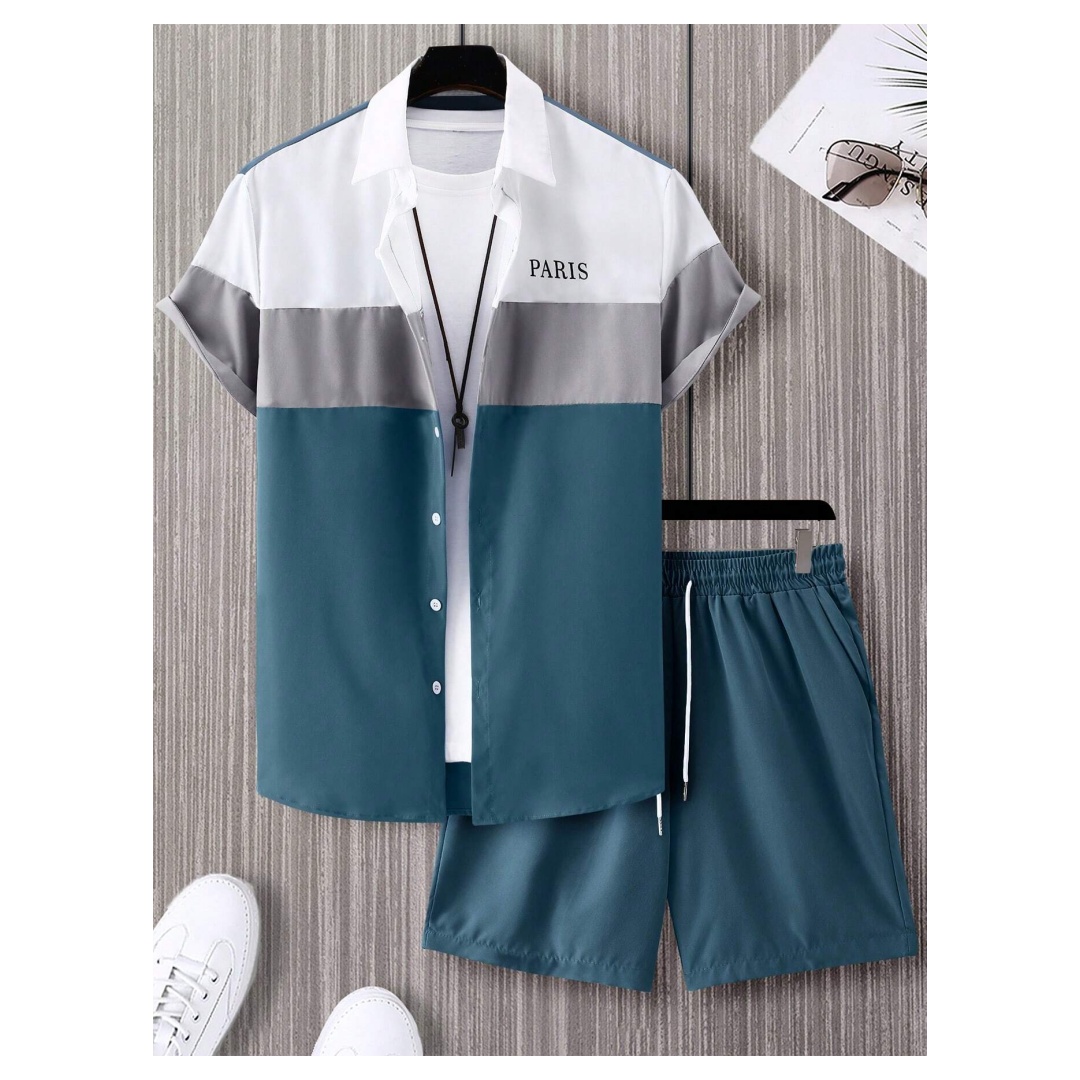 Men'S Fashion Course - بدلة رجالية أنيقة زرقاء وبيضاء بتصميم