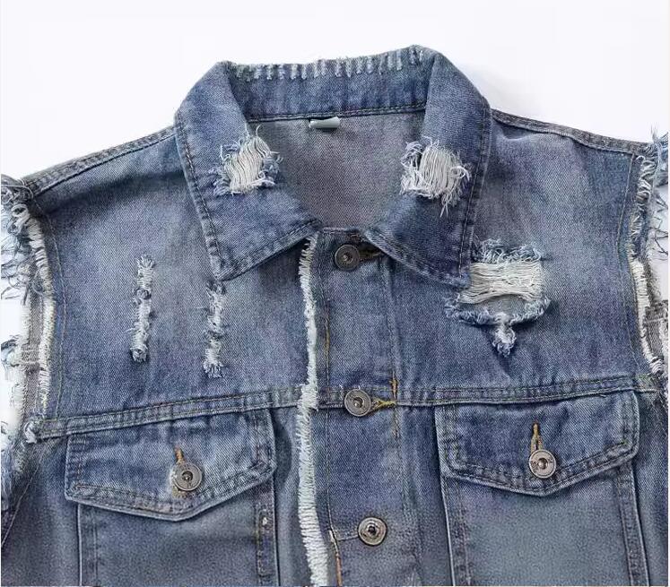 Men'S Fashion Vest With Jeans - سترات جينز رجالية زرقاء عصرية جديدة