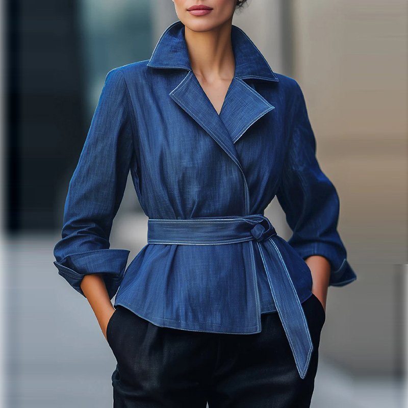 Denim Jacket Vintage - جاكيت جينز نسائي أنيق لخريف وربيع