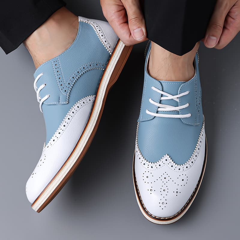 أحذية أكسفورد رجالية بيضاء وزر - مراجعة Oxford Shoes Brogue وسعره
