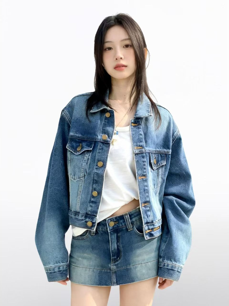 طقم دنيم نسائي أمريكي عتيق مكو - مراجعة Denim Jacket Vintage وسعره