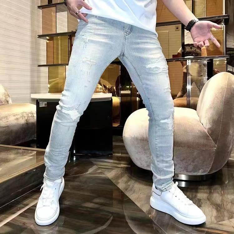 2025 صيف جديد ثقوب الصناعة الث - مراجعة Men'S Fashion Jeans 2025 وسعره