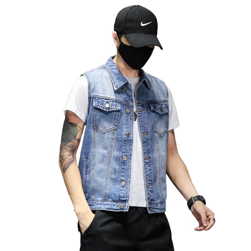 جديد أزياء الرجال الأزرق الدني - مراجعة Men'S Fashion Vest With Jeans وسعره