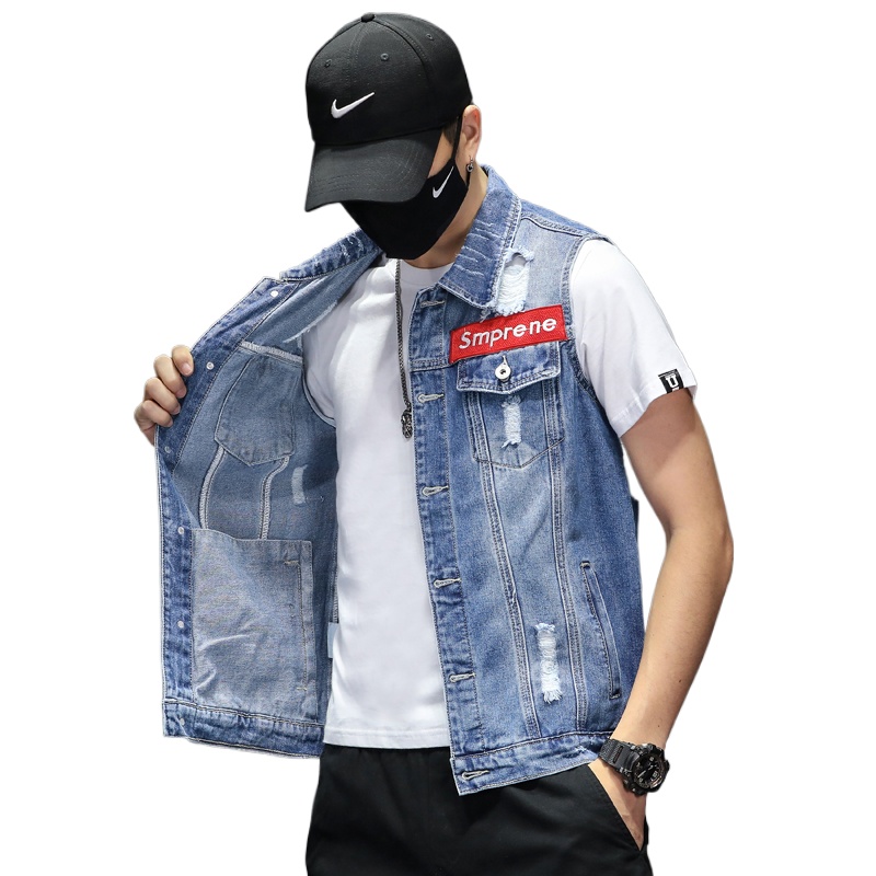 جديد أزياء الرجال الأزرق الدني - مراجعة Men'S Fashion Vest With Jeans وسعره