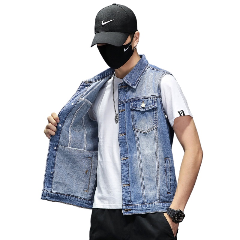 جديد أزياء الرجال الأزرق الدني - مراجعة Men'S Fashion Vest With Jeans وسعره