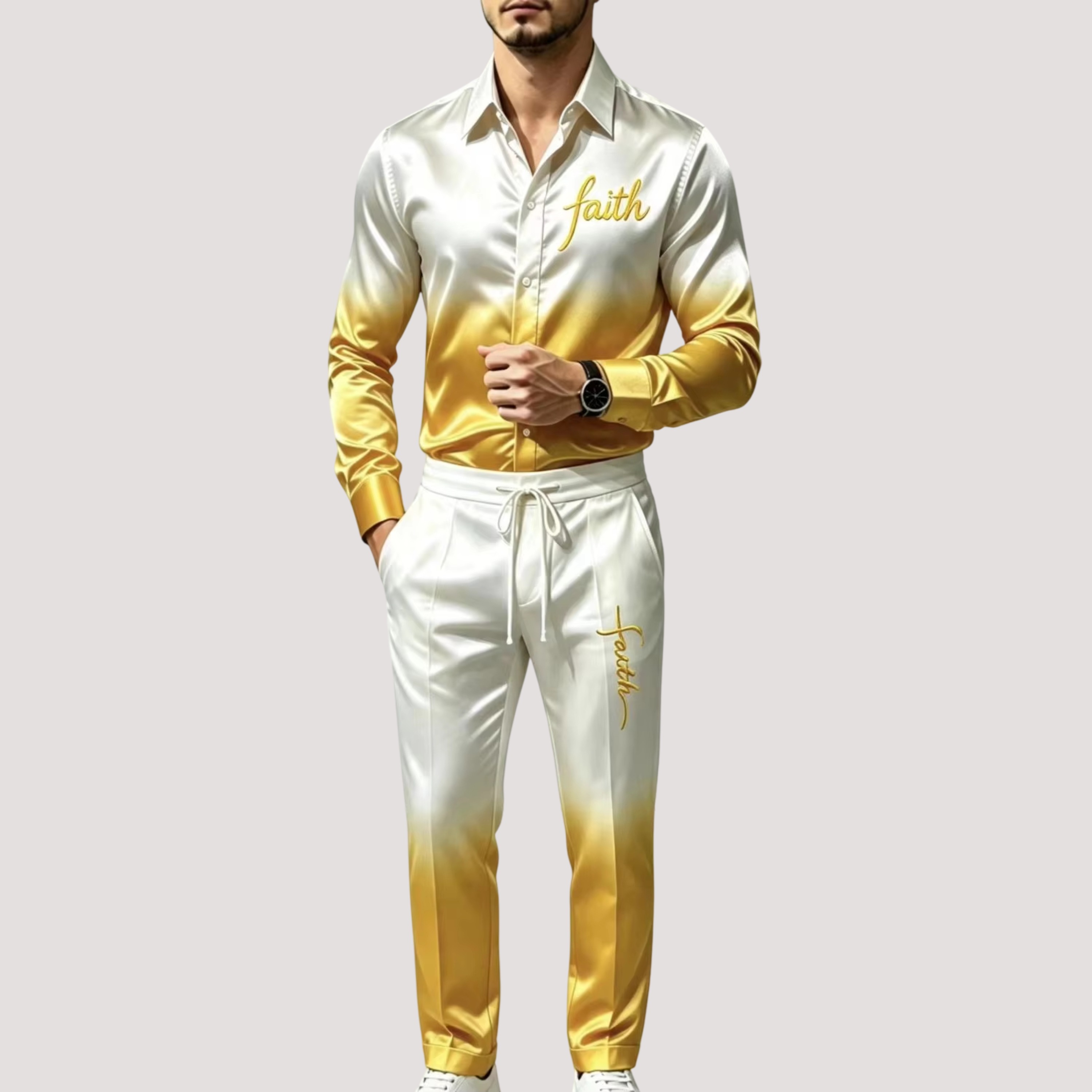 بدلة رياضية رجالية من الساتان  - مراجعة Mens Fashion Streetwear وسعره
