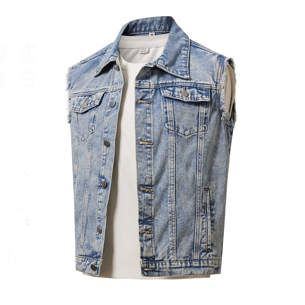 سترات دنيم رجالية للربيع والخر - مراجعة Men'S Fashion Vest With Jeans وسعره