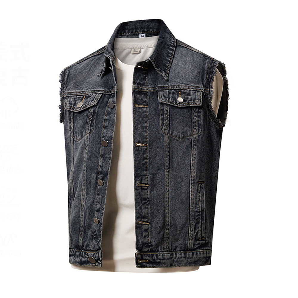 سترات دنيم رجالية للربيع والخر - مراجعة Men'S Fashion Vest With Jeans وسعره