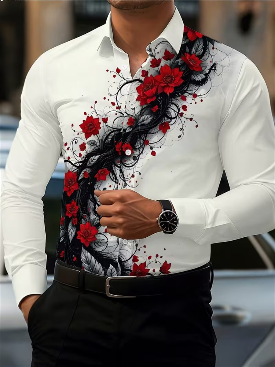 قميص رجالي بأكمام طويلة مزين ب - مراجعة Men'S Fashion Course وسعره