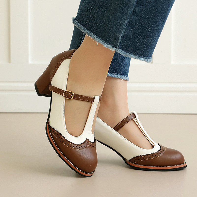 أحذية نسائية ماري جين بكعب عري - مراجعة Oxford Shoes Brogue وسعره