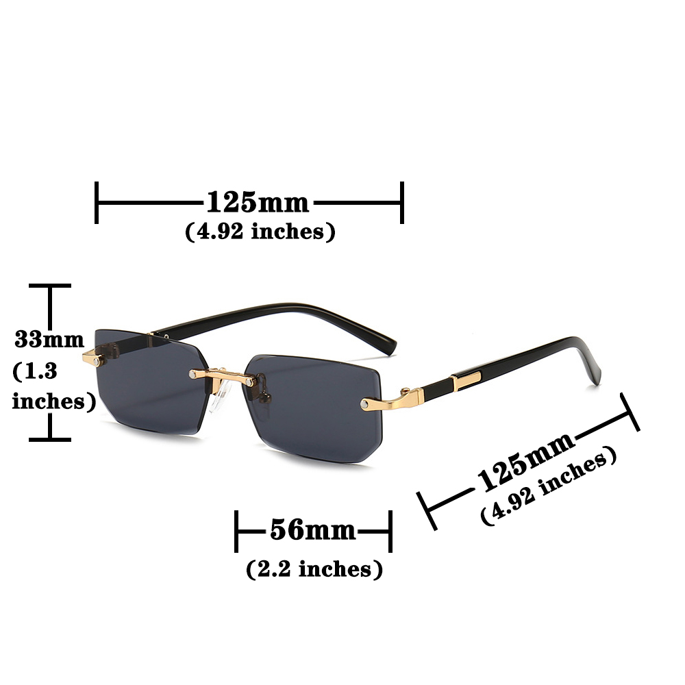 نظارات شمسية مستطيلة بدون إطار - مراجعة Men'S Fashion Glasses وسعره