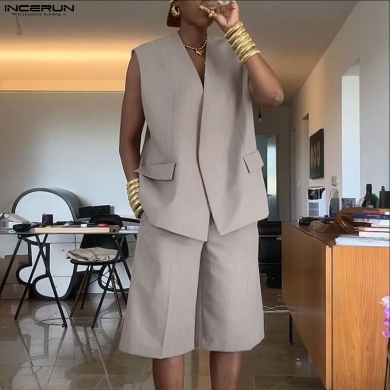 طقم رجالي من INCERUN بلون موحد - مراجعة Mens Fashion Streetwear وسعره