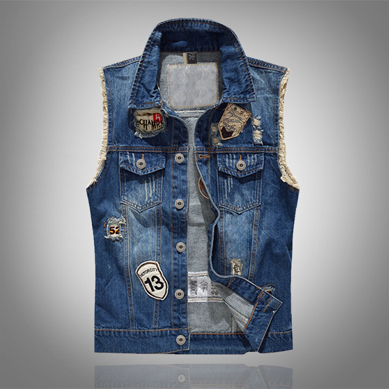 سترات جينز رجالية زرقاء عصرية  - مراجعة Men'S Fashion Vest With Jeans وسعره